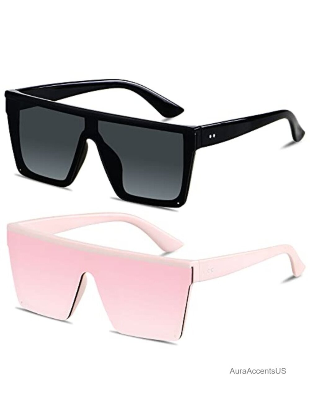 Oversized Square Flat Top Shield Sunglasses UV400 Lightweight Unisex